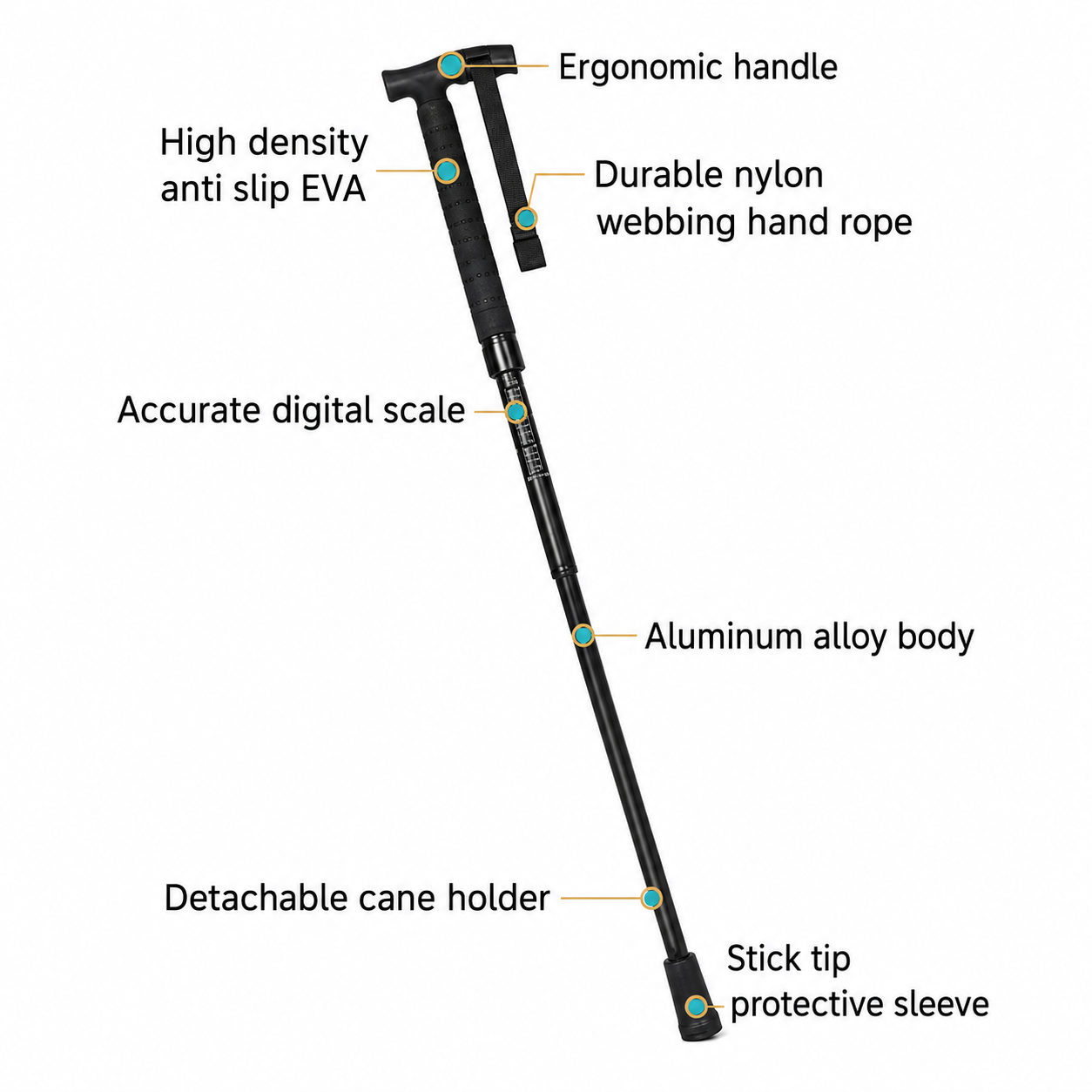 FOX Telescopic Hiking Pole with Self-Defense Baton