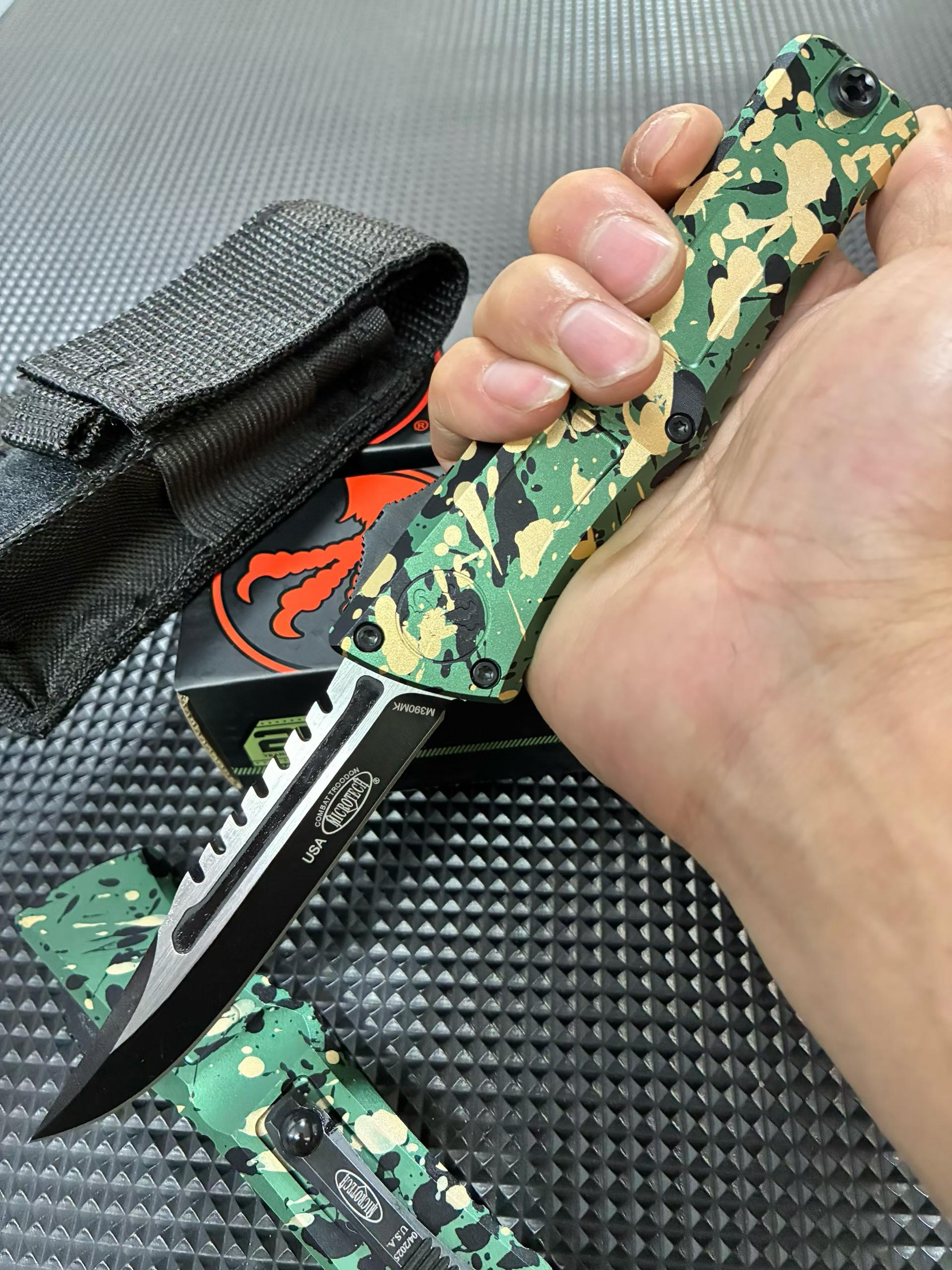 Interceptor OTF Knife – M390MK Steel Tactical Blade (Camo Edition)