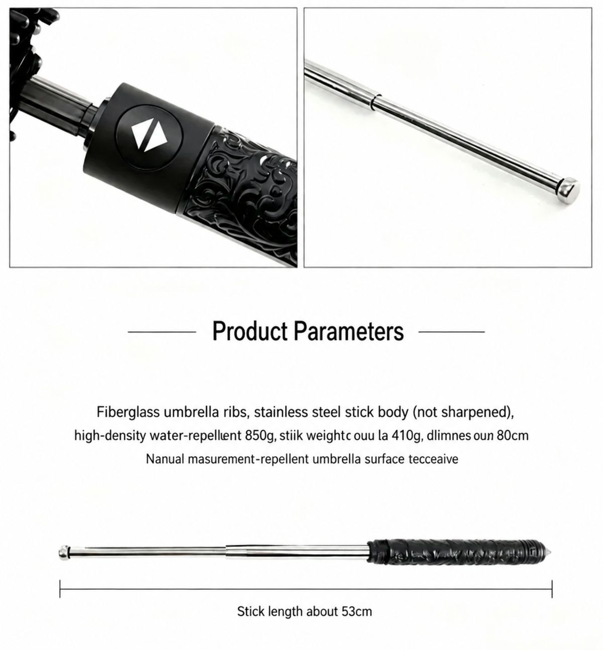 Mult Funtional Umbrella inside Extendable Baton Defensive