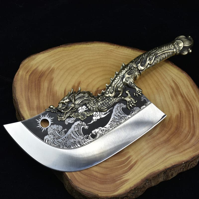 boxkatana Chivalry Knife Bone Cutting Knife Green Dragon Full Brass Handle