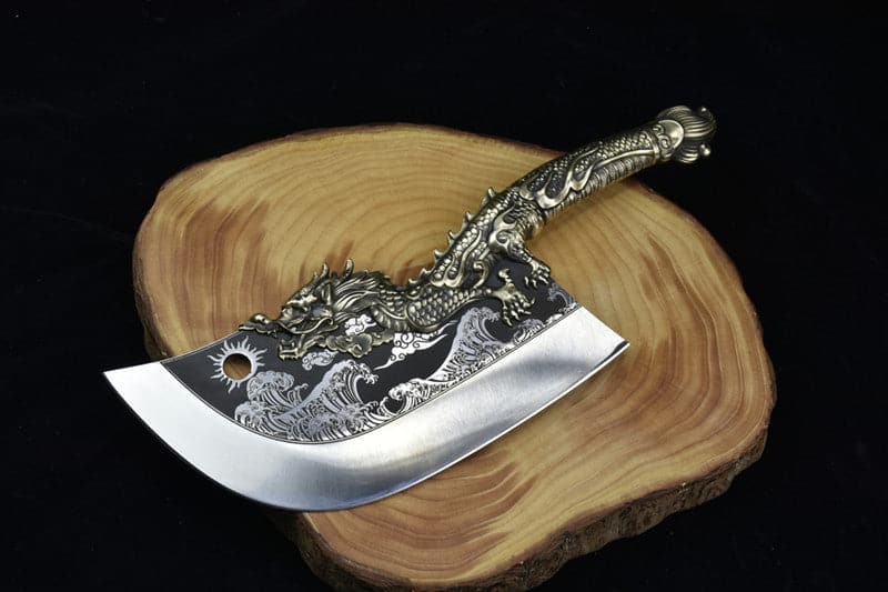 boxkatana Chivalry Knife Bone Cutting Knife Green Dragon Full Brass Handle