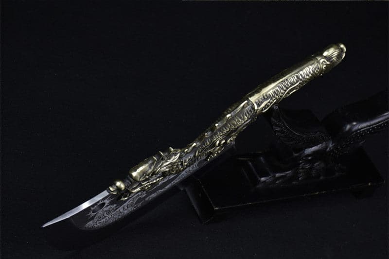 boxkatana Chivalry Knife Bone Cutting Knife Green Dragon Full Brass Handle