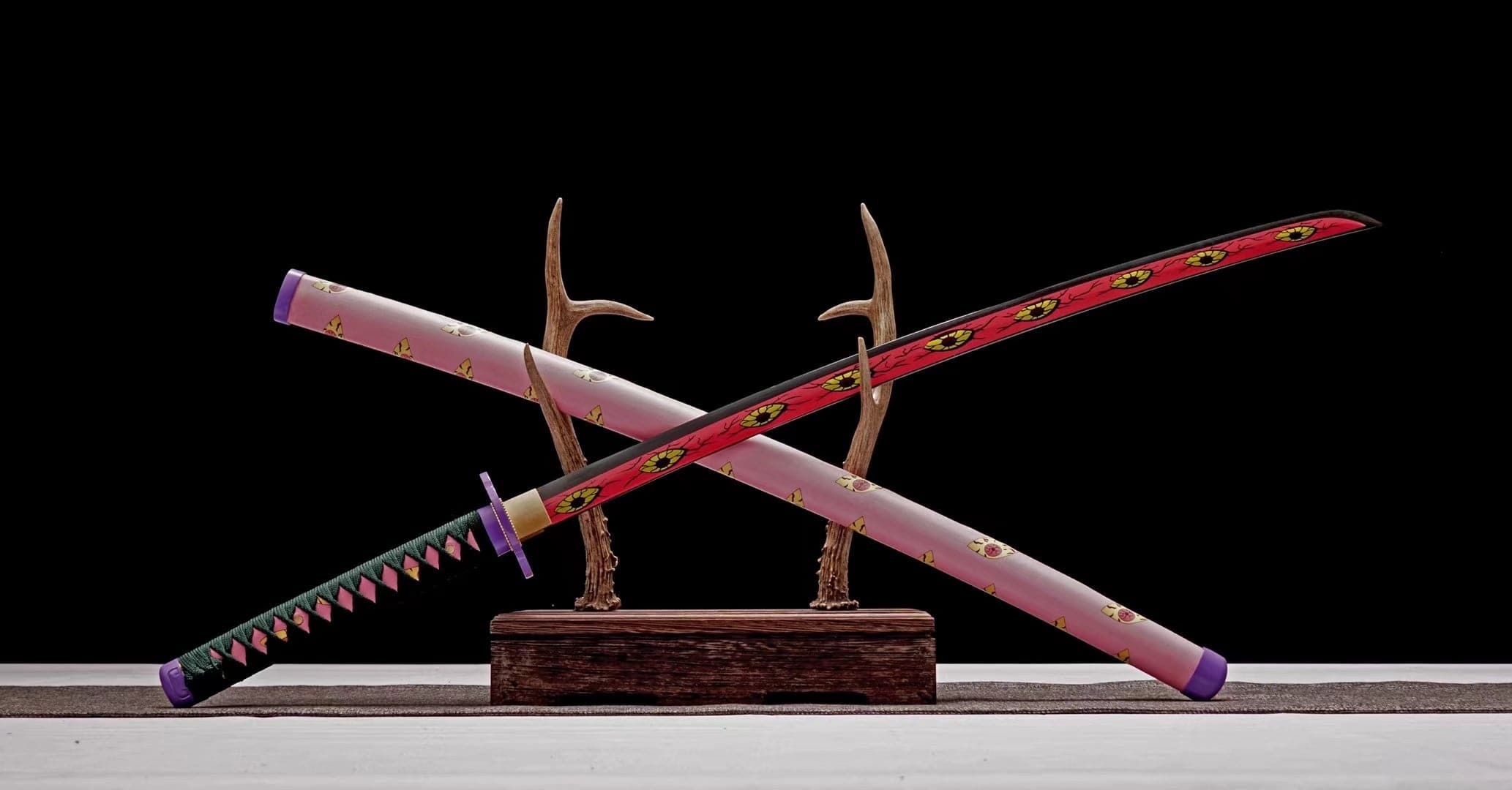 boxkatana Hand Forged Anime Katana Demon Slayer Kokushibo 1045 Carbon steel Red Blade
