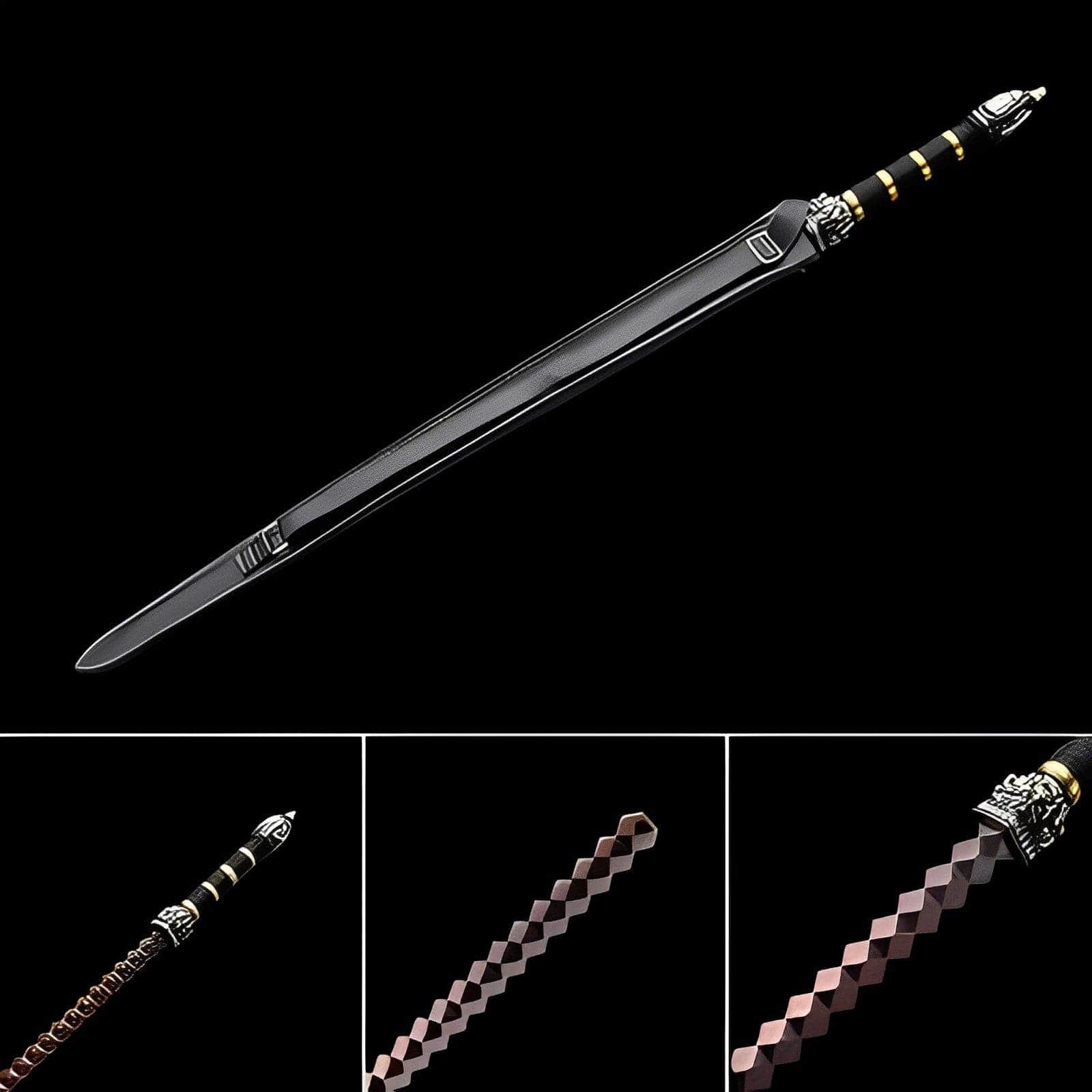 boxkatana Hand Forged Gold Steel Sword breaker Damascus Steel
