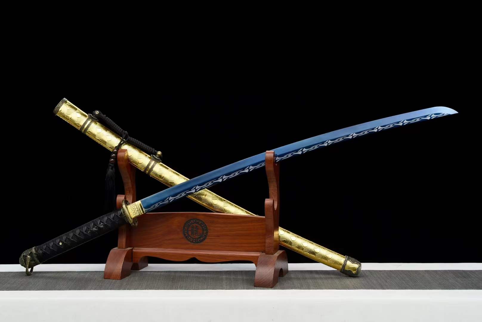 boxkatana Hand Forged Japanese Samurai Katana 98 High manganese Steel Baked Blue