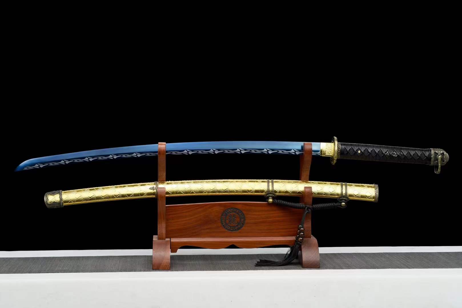 boxkatana Hand Forged Japanese Samurai Katana 98 High manganese Steel Baked Blue