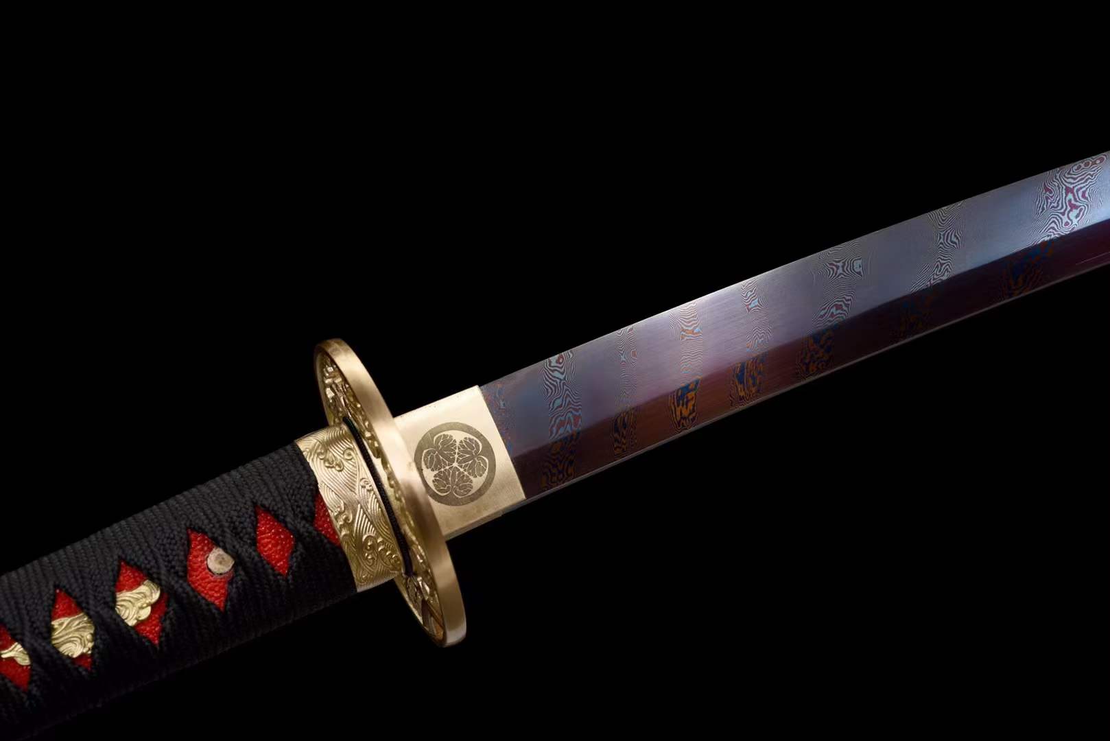 boxkatana Hand Forged Japanese Samurai Katana Naraka:Bladepoint Pattern Steel Blade baking blue