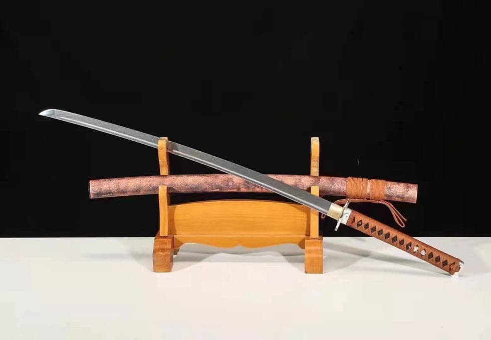 boxkatana Hand Forged Japanese Samurai Katana Silver Tiger Pattern Steel Full Tang