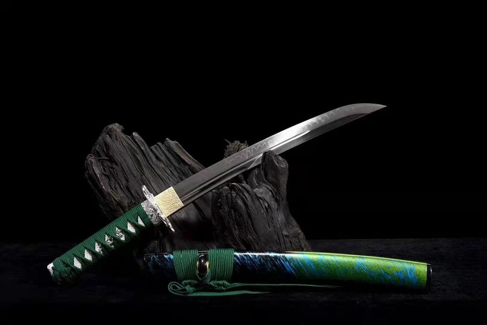 boxkatana Hand Forged Japanese Tanto Jade T10 Carbon steel Short Sword Turns the soil to burn blade