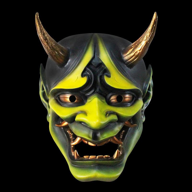 boxkatana Yellow Hand-Made Japanese Hannya Hundred Ghosts at Night Oni Mask
