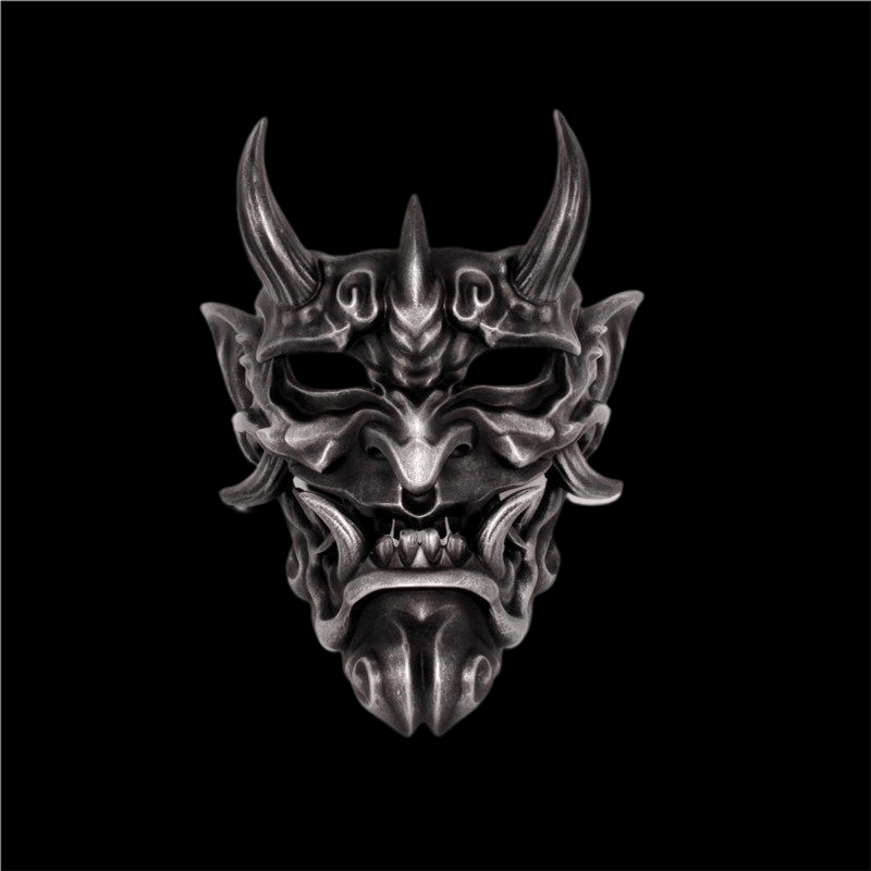 boxkatana Silver Hand-Made Japanese Hannya Little Noodle Ghost Resin Oni Mask