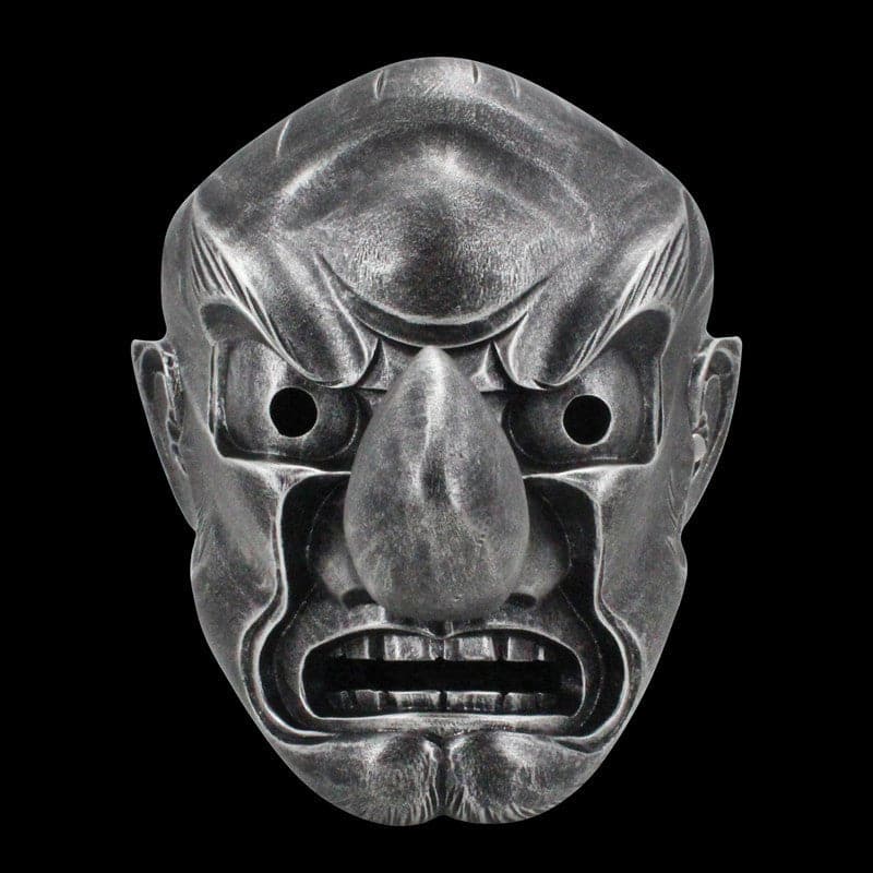 boxkatana Antique Silver Hand-Made Japanese Hannya Red Tengu Resin Oni Mask