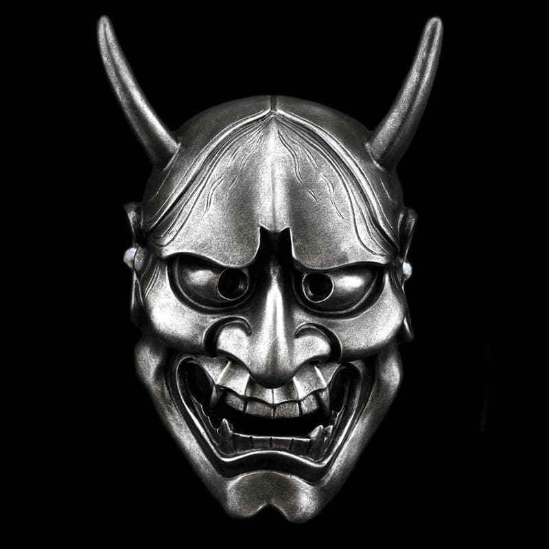 boxkatana Antique Silver Hand-Made Japanese Hannya 凛凛蝶 Resin Oni Mask