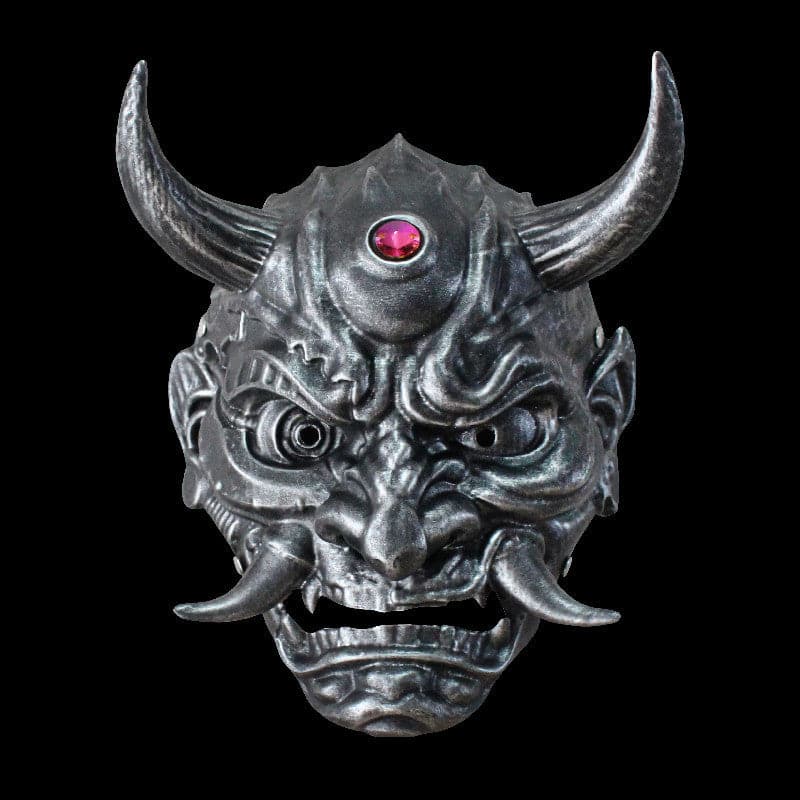 boxkatana Antique Silver Hand-Made Japanese Resin Oni Mask