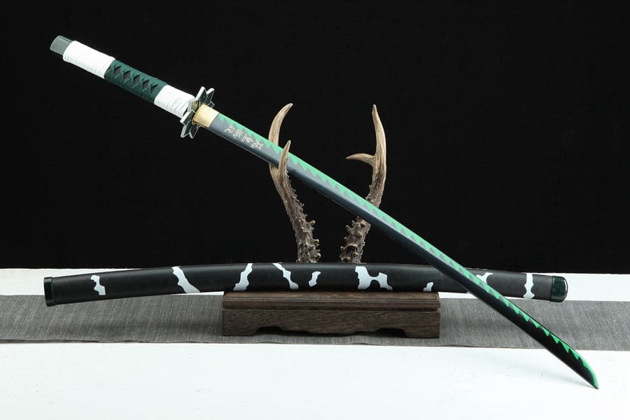 boxkatana Handmade Anime Katana Demon Slayer Sanemi Shinazugawa Nichirin Sword 1045 High Carbon Steel Black