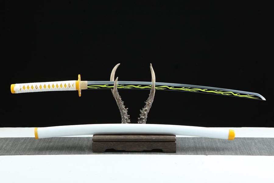 boxkatana Handmade Anime Katana Demon Slayer Zenitsu Agatsuma Sword 1045 High Carbon Steel Blade