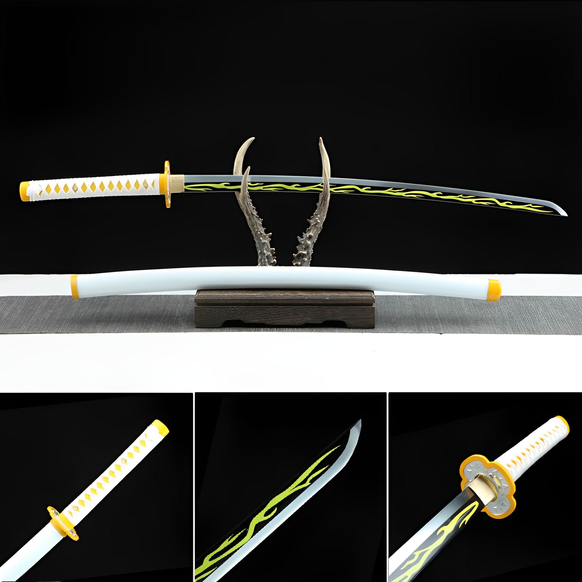 boxkatana Handmade Anime Katana Demon Slayer Zenitsu Agatsuma Sword 1045 High Carbon Steel Blade