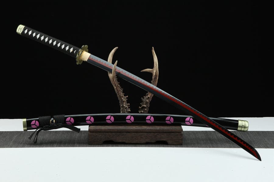 boxkatana Handmade Anime One Piece Roronoa Zoro's Shusui Katana Sword 1045 High Carbon Steel Red Black Blade