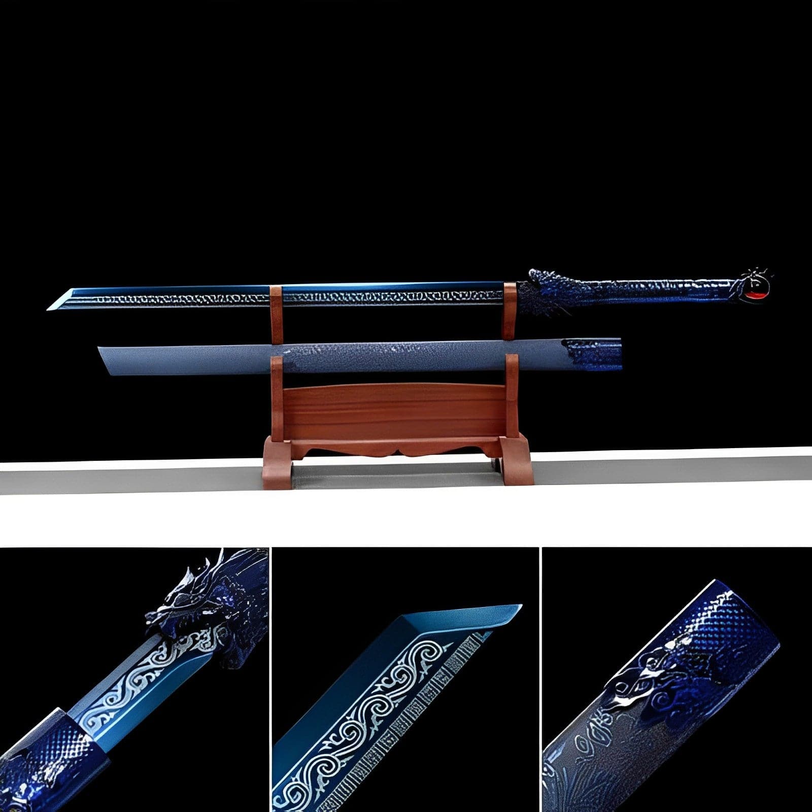 boxkatana Handmade Blue Flame High Manganese Steel Chinese Sword