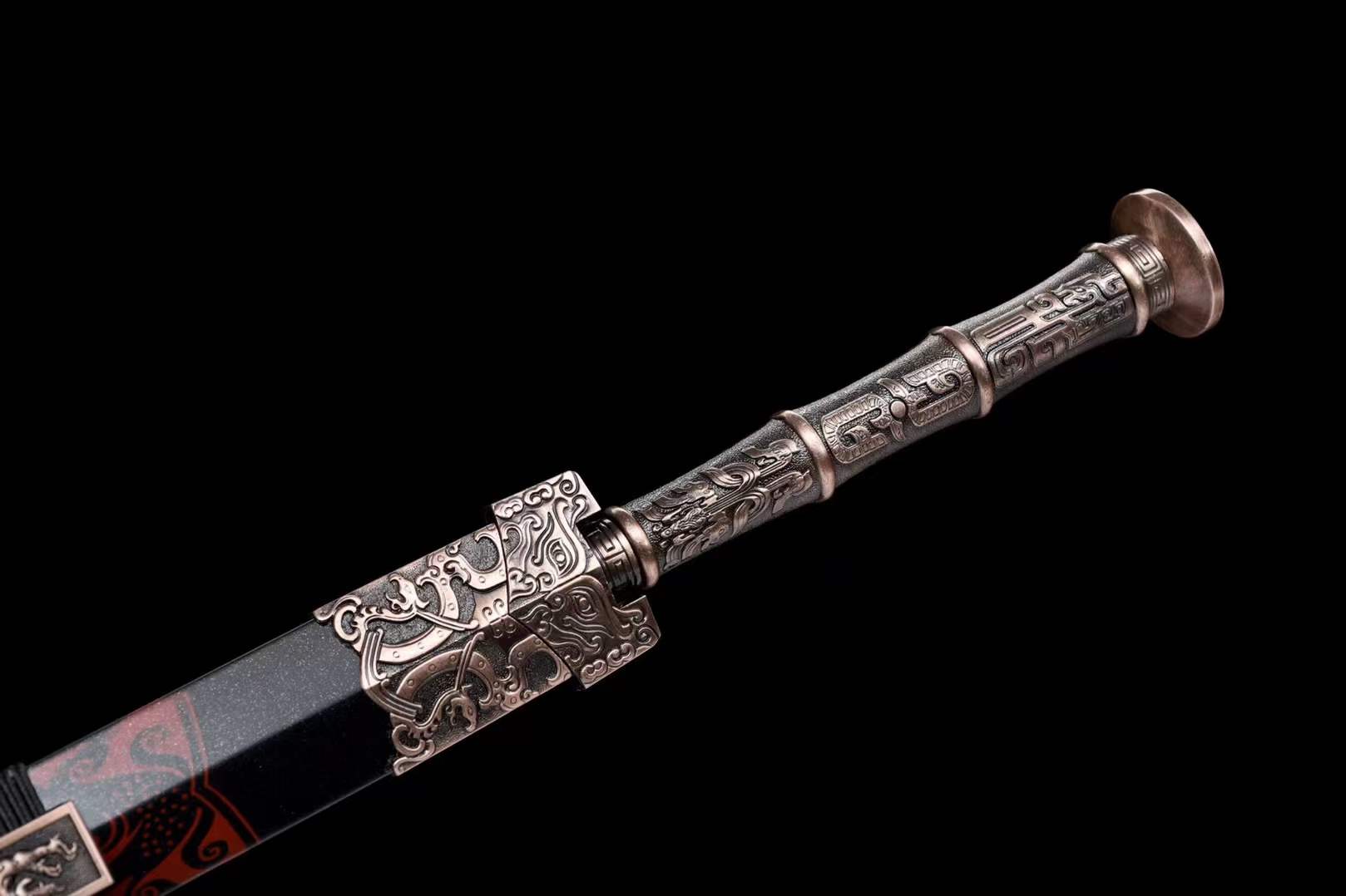 boxkatana Handmade Chinese Han Dynasty 青雲 Sword Damascus Steel Blade baking blue