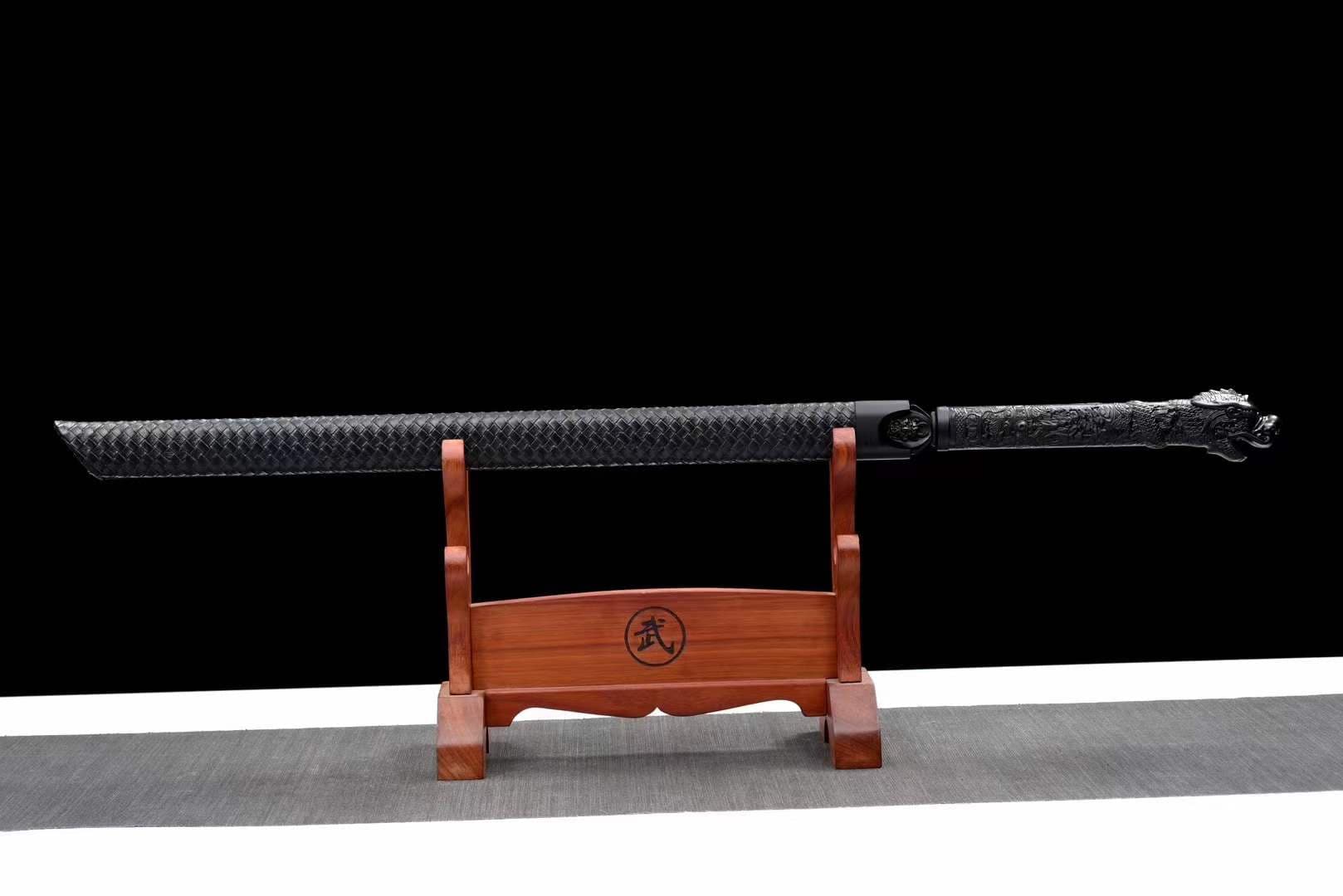 boxkatana Handmade Dragon Slayer Manganese Steel Chinese Sword With Black Blade