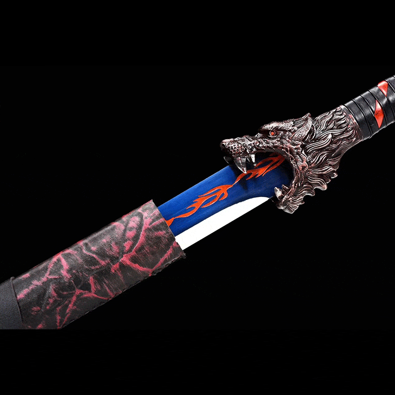 boxkatana Handmade Flame-Eating Wolf Fury Manganese Steel Chinese Sword