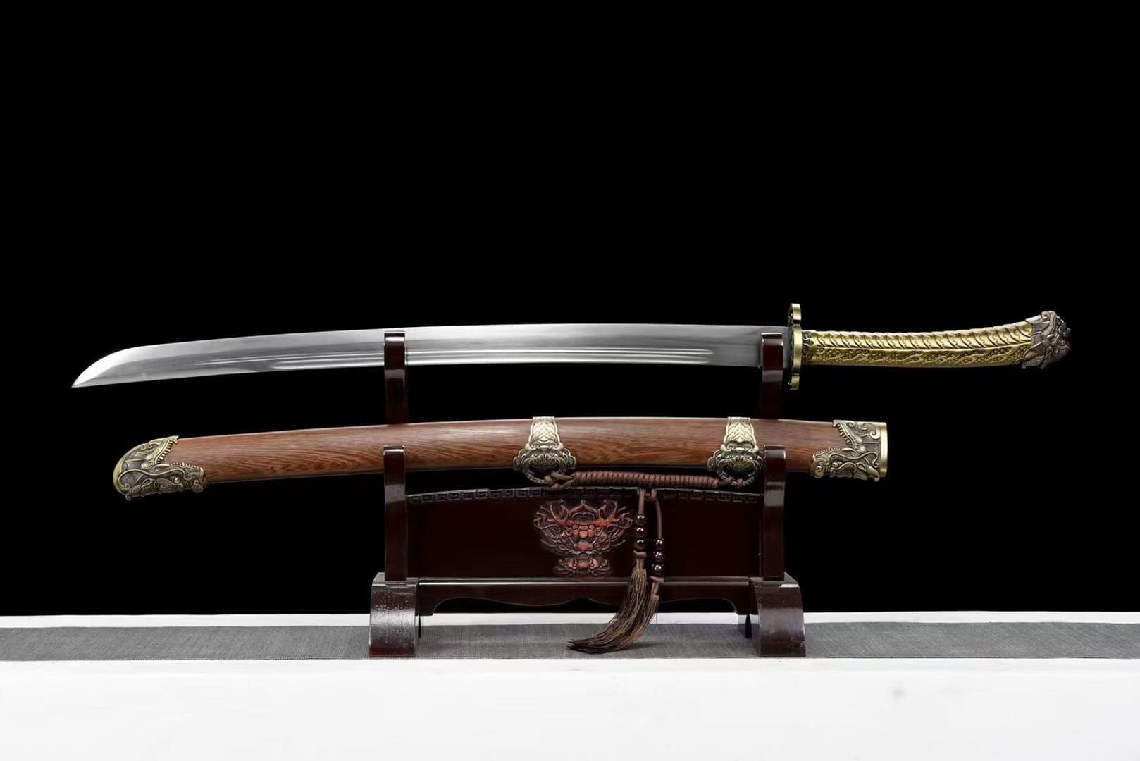 boxkatana Handmade Golden Dragon Rosewood One-piece handle