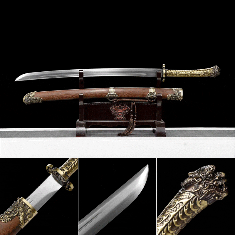 boxkatana Handmade Golden Dragon Rosewood One-piece handle