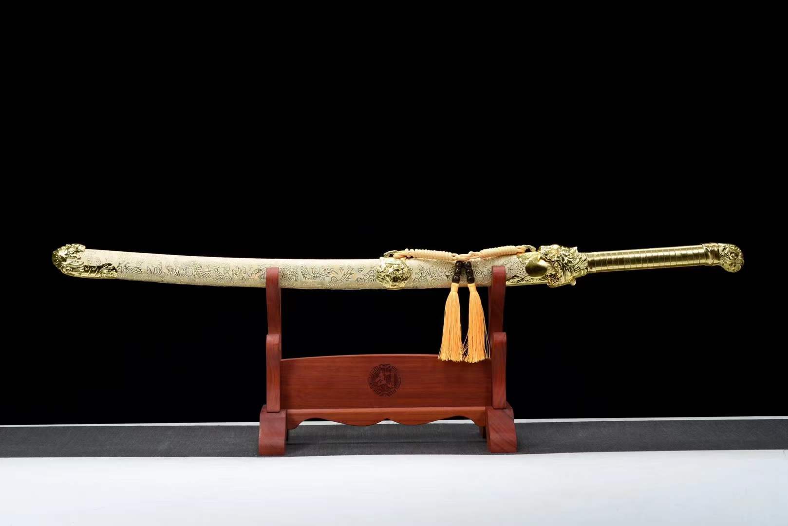 boxkatana Handmade Golden Tiger Chop Chinese Sword With Golden