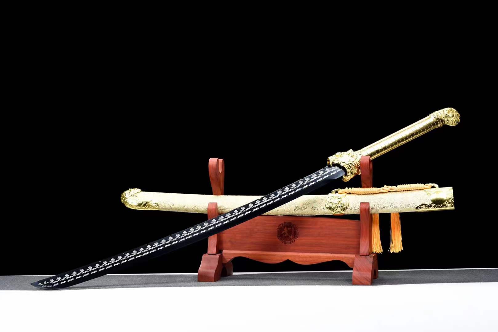 boxkatana Handmade Golden Tiger Chop Chinese Sword With Golden