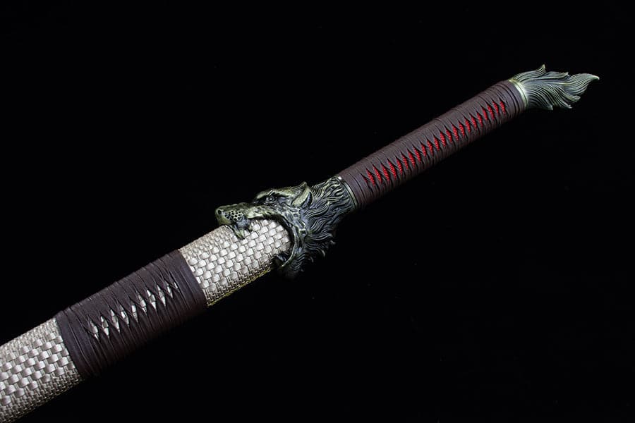 boxkatana Handmade High Carbon Steel Flowing Shadow Chinese Sword With Red Blade