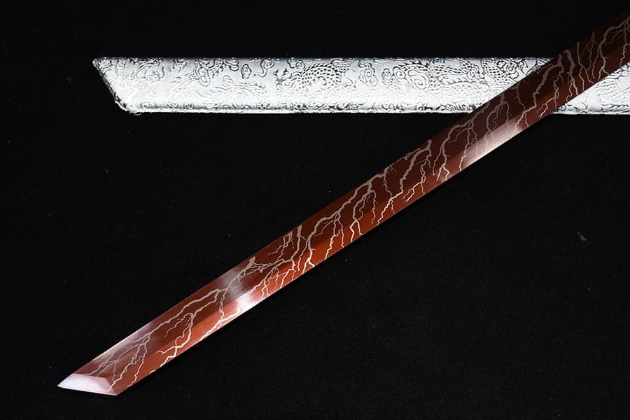 boxkatana Handmade High Carbon Steel Inferno Thunderwolf Chinese Sword With Red Blade
