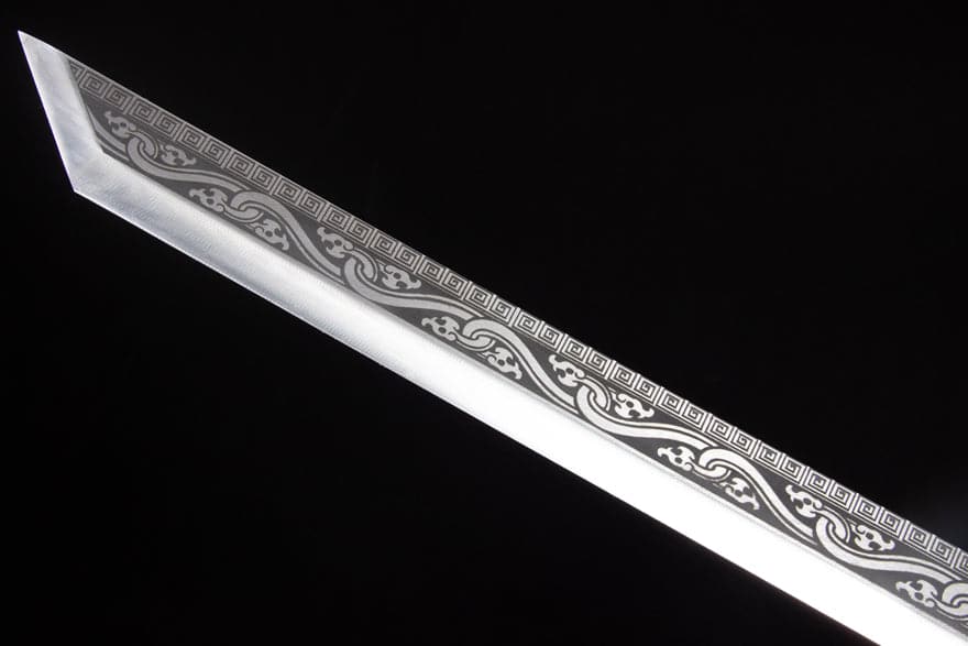 boxkatana Handmade High Manganese Steel Ink Dragon Chinese Sword With black Sheath