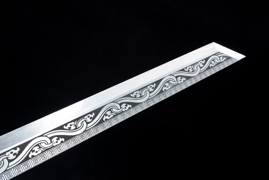 boxkatana Handmade High Manganese Steel Ink Dragon Chinese Sword With black Sheath