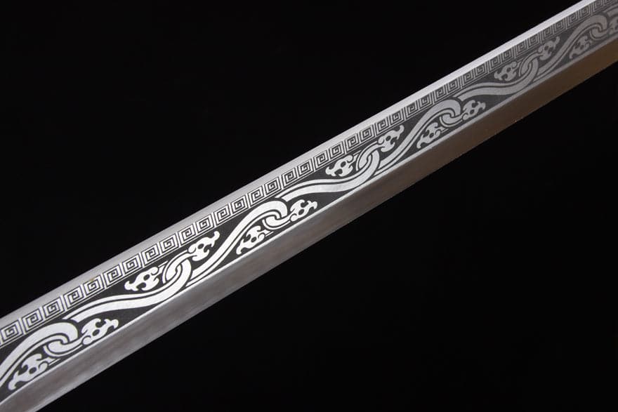 boxkatana Handmade High Manganese Steel Ink Dragon Chinese Sword With black Sheath