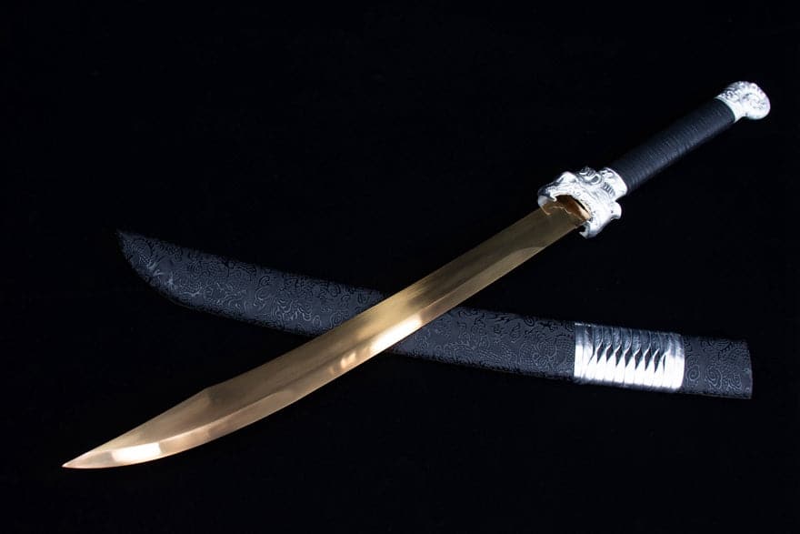 boxkatana Handmade High Manganese Steel Kim Snow Chinese Knife With Golden Blade