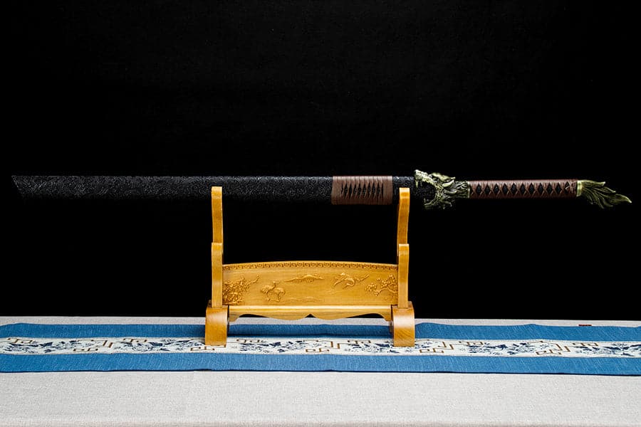 boxkatana Handmade High Manganese Steel Thorny Dire Wolf Chinese Sword With Black Sheath