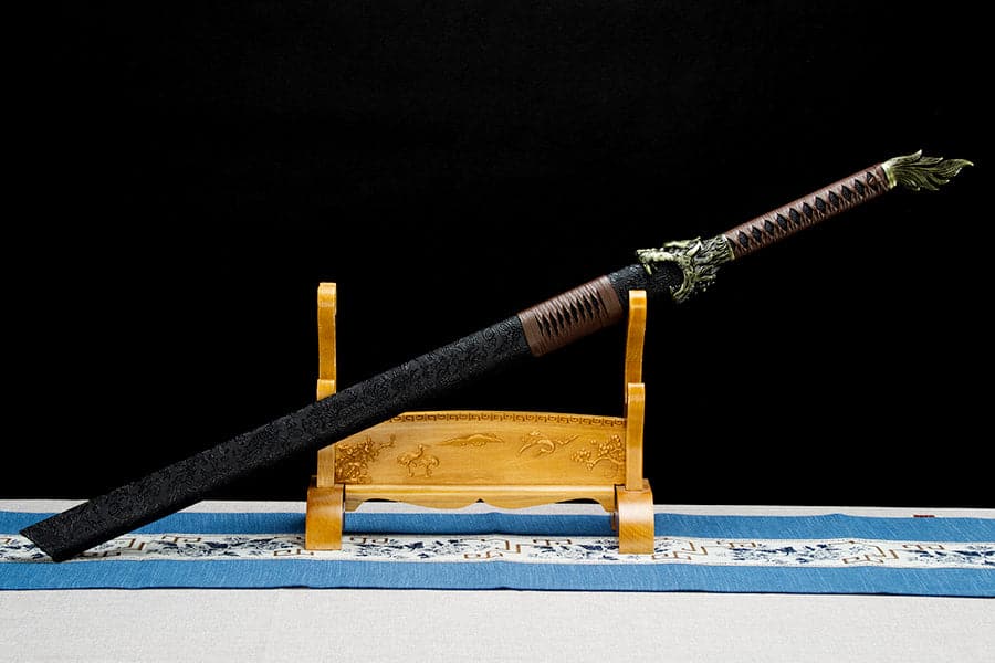 boxkatana Handmade High Manganese Steel Thorny Dire Wolf Chinese Sword With Black Sheath