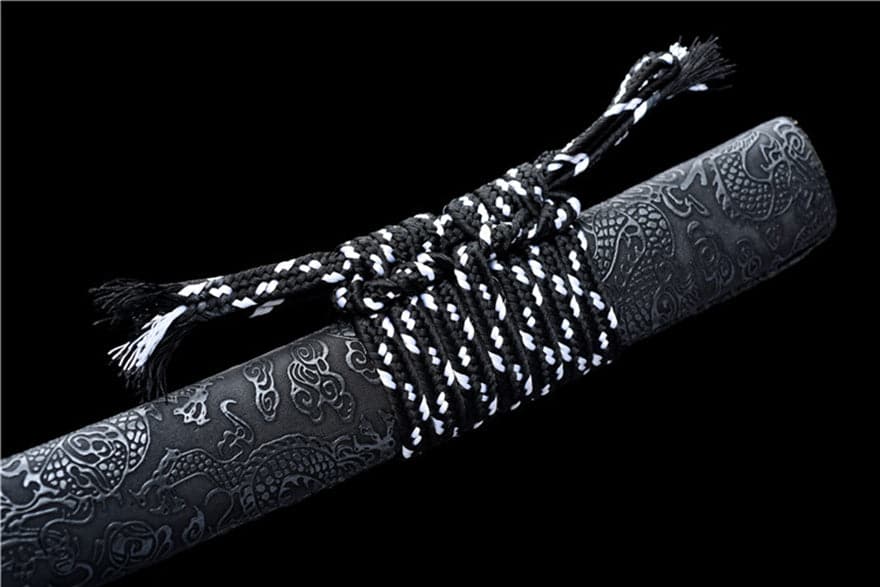 boxkatana Handmade Japanese Wakizashi Chi Dragon High Manganese Steel Black Blade