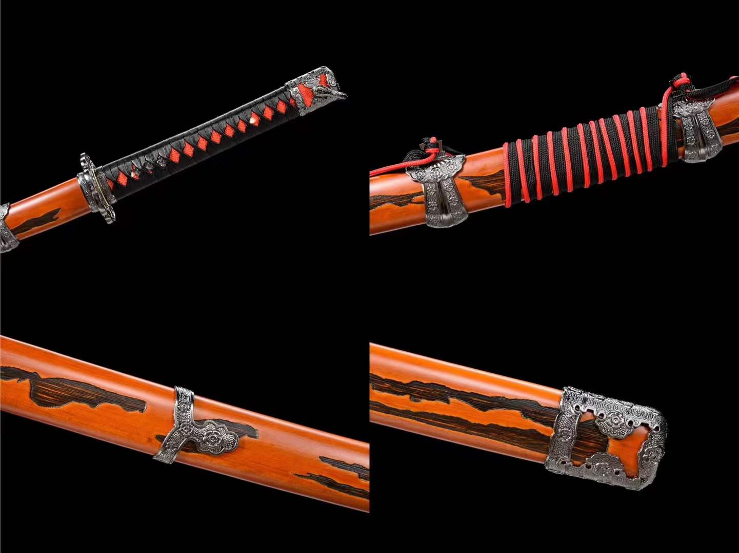 boxkatana Handmade Undead Cut Katana Sword, Sekiro: Shadows Die Twice Japanese Samurai Sword, Red Manganese Steel Blades, Full Tang