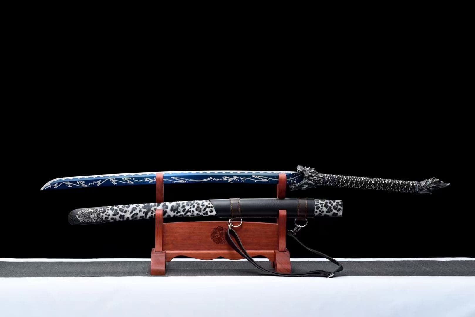 boxkatana Handmade Wolf Road Manganese Steel Chinese Sword Exclusive Flame Fireworks