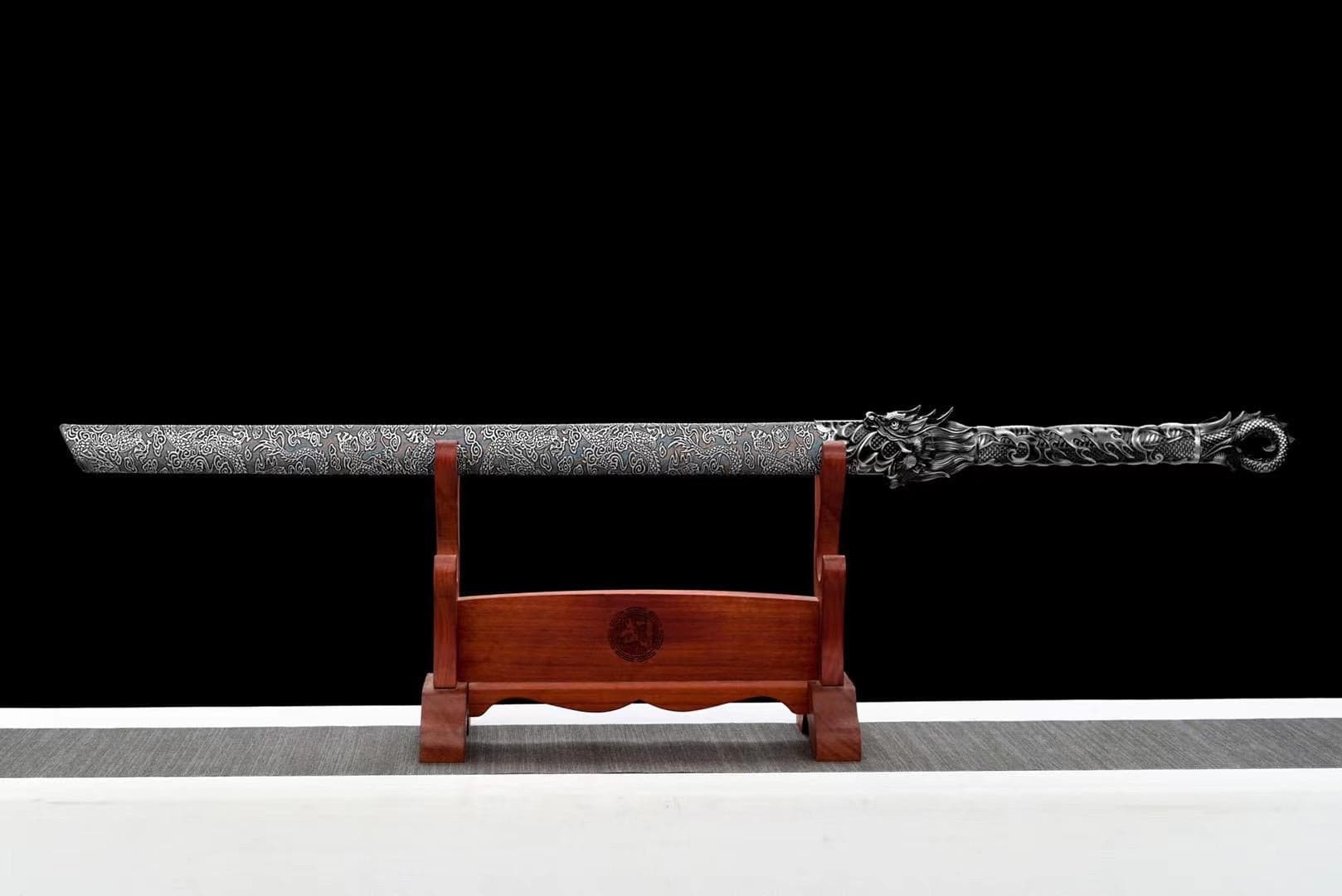 boxkatana HandmadeHades Warblade Chinese Sword With Black scabbard