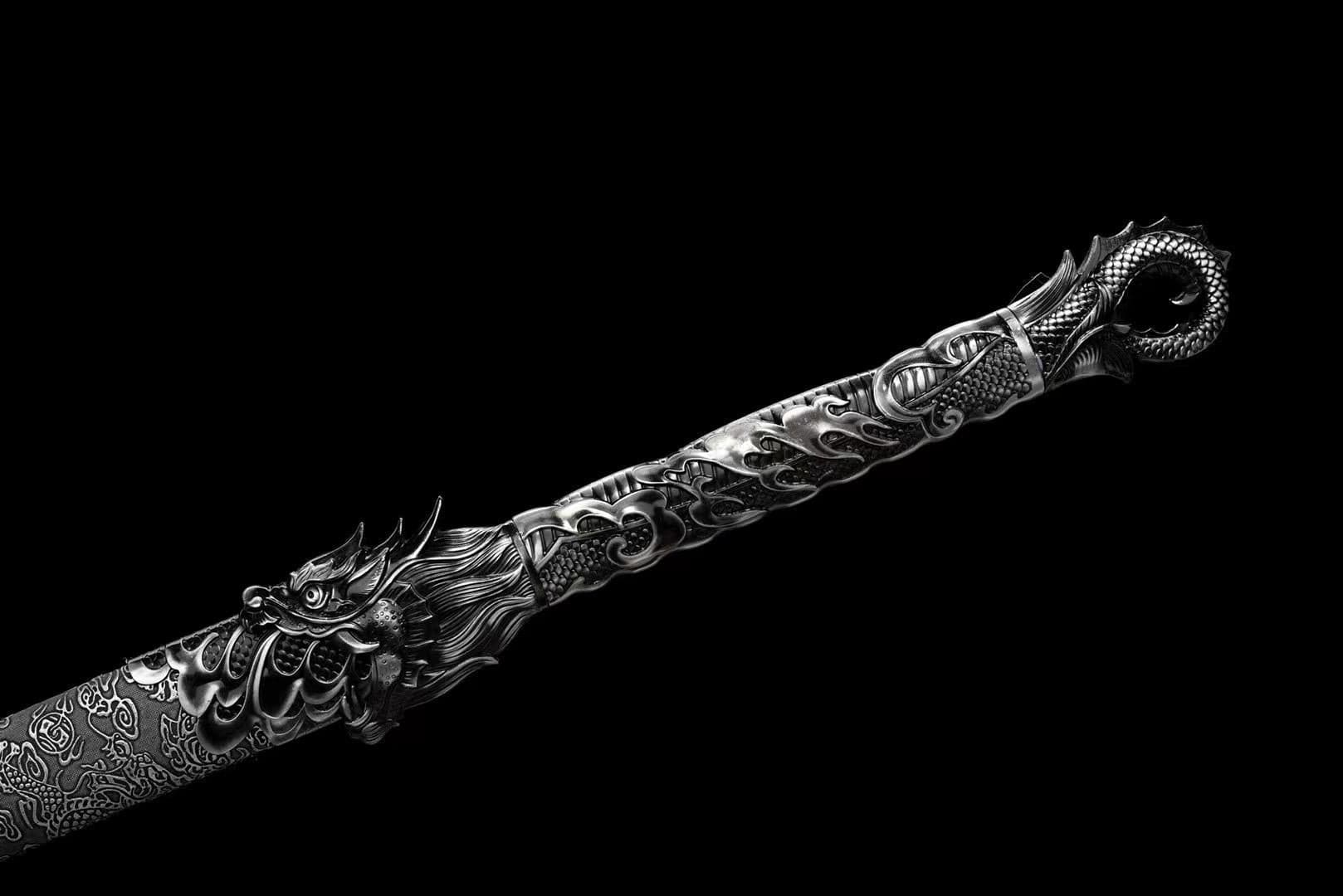 boxkatana HandmadeHades Warblade Chinese Sword With Black scabbard