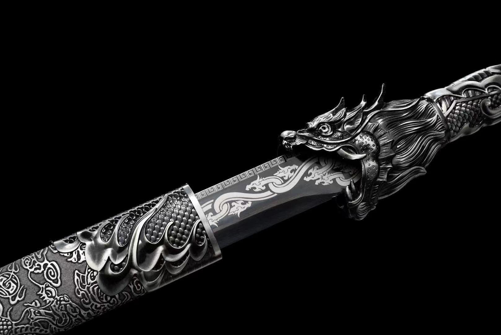boxkatana HandmadeHades Warblade Chinese Sword With Black scabbard