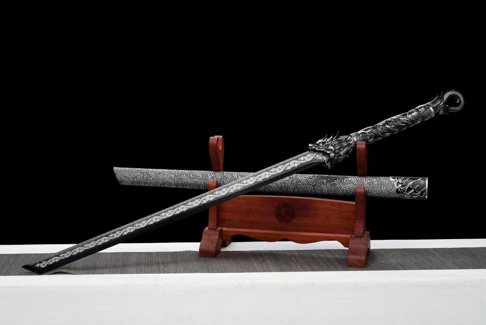 boxkatana HandmadeHades Warblade Chinese Sword With Black scabbard