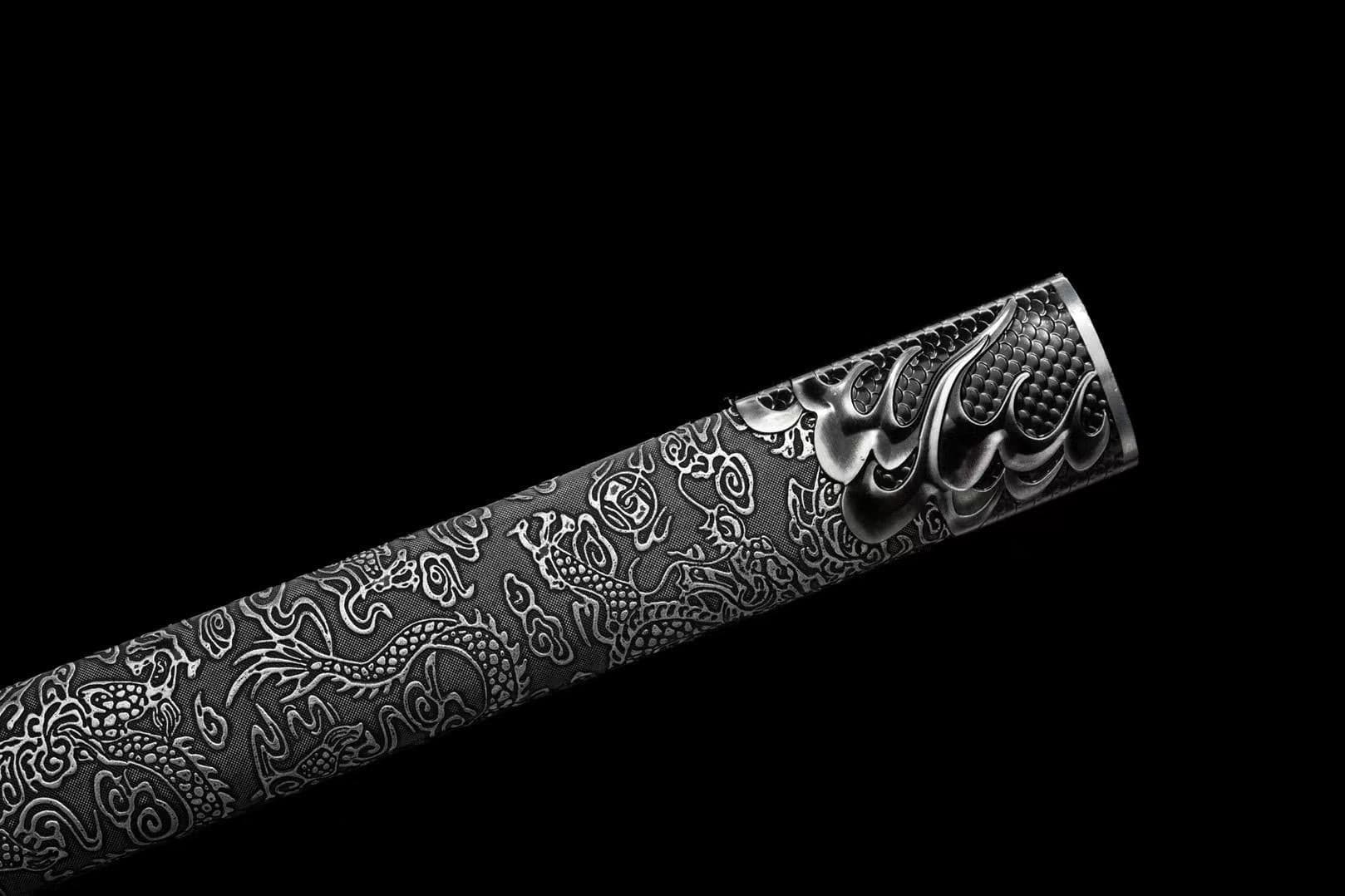 boxkatana HandmadeHades Warblade Chinese Sword With Black scabbard