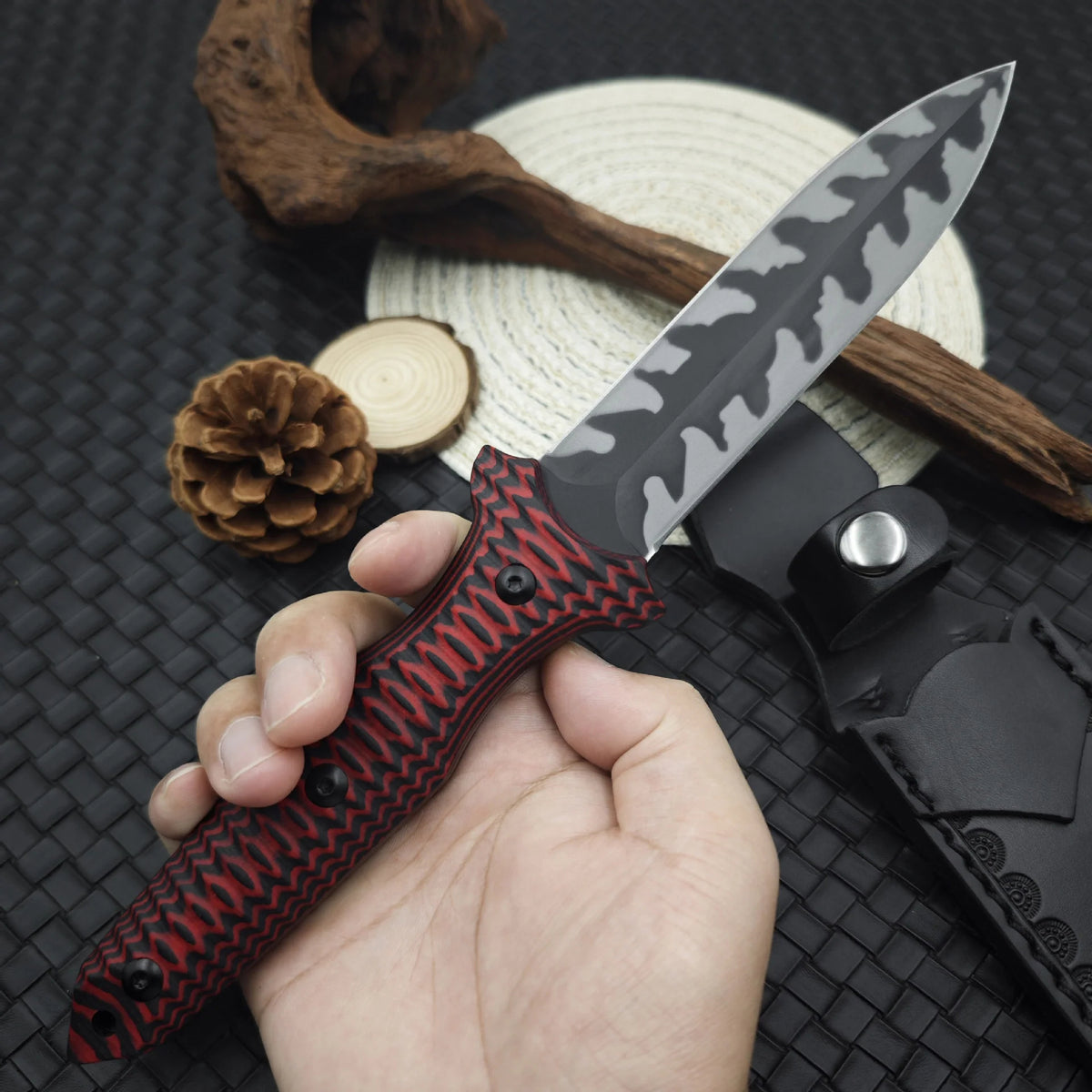 Crimson Snake:Camping & Survival Full-Tang Fixed Blade EDC Knife