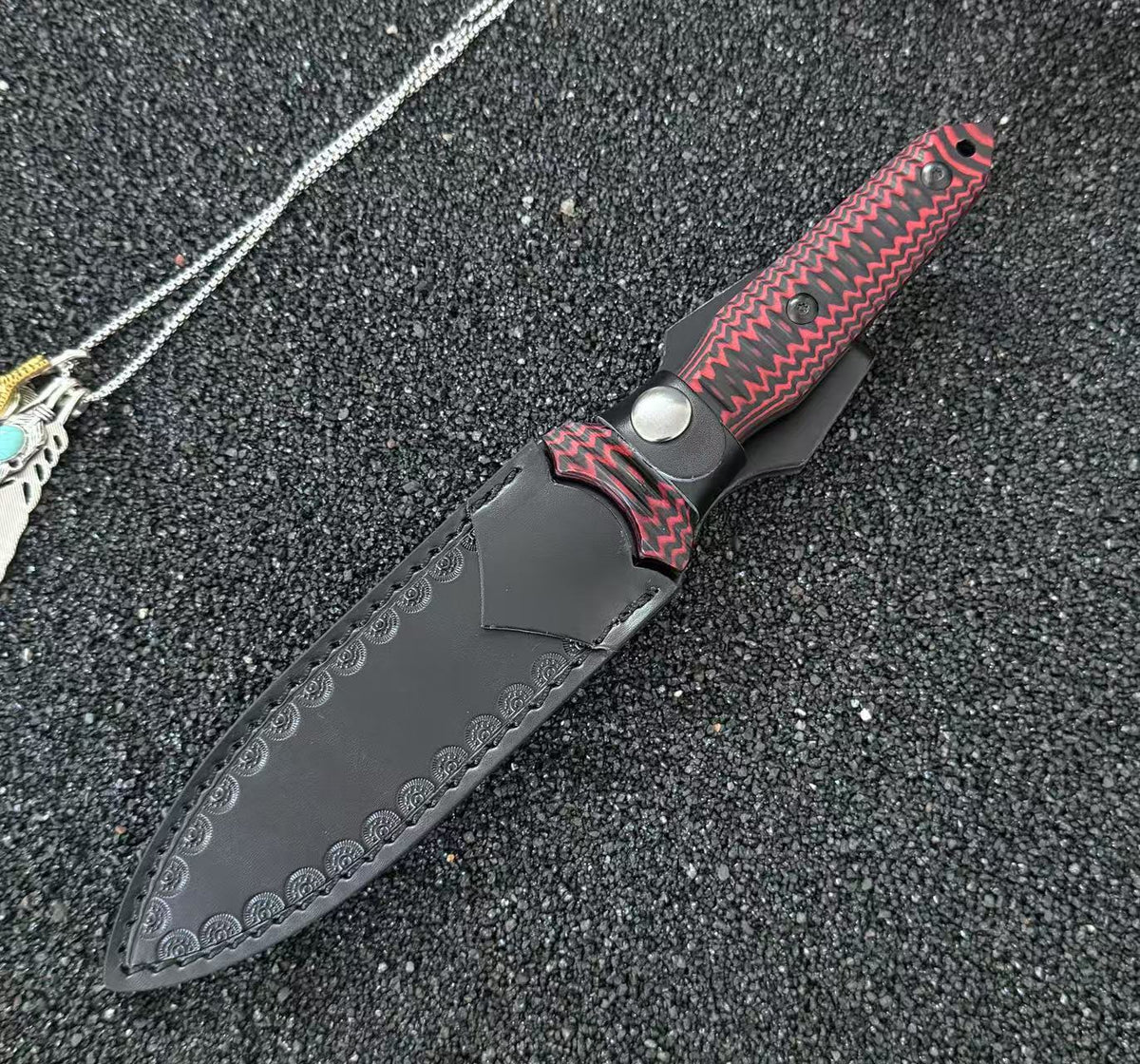 Crimson Snake:Camping & Survival Full-Tang Fixed Blade EDC Knife