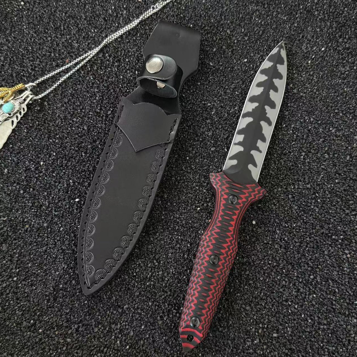 Crimson Snake:Camping & Survival Full-Tang Fixed Blade EDC Knife