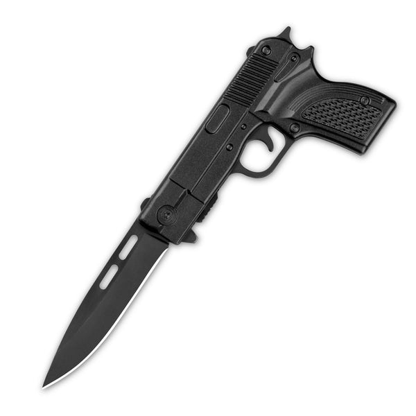 7" Tactical Pistol Replica Gun Spring OPEN Assisted Grey Pocket Knife